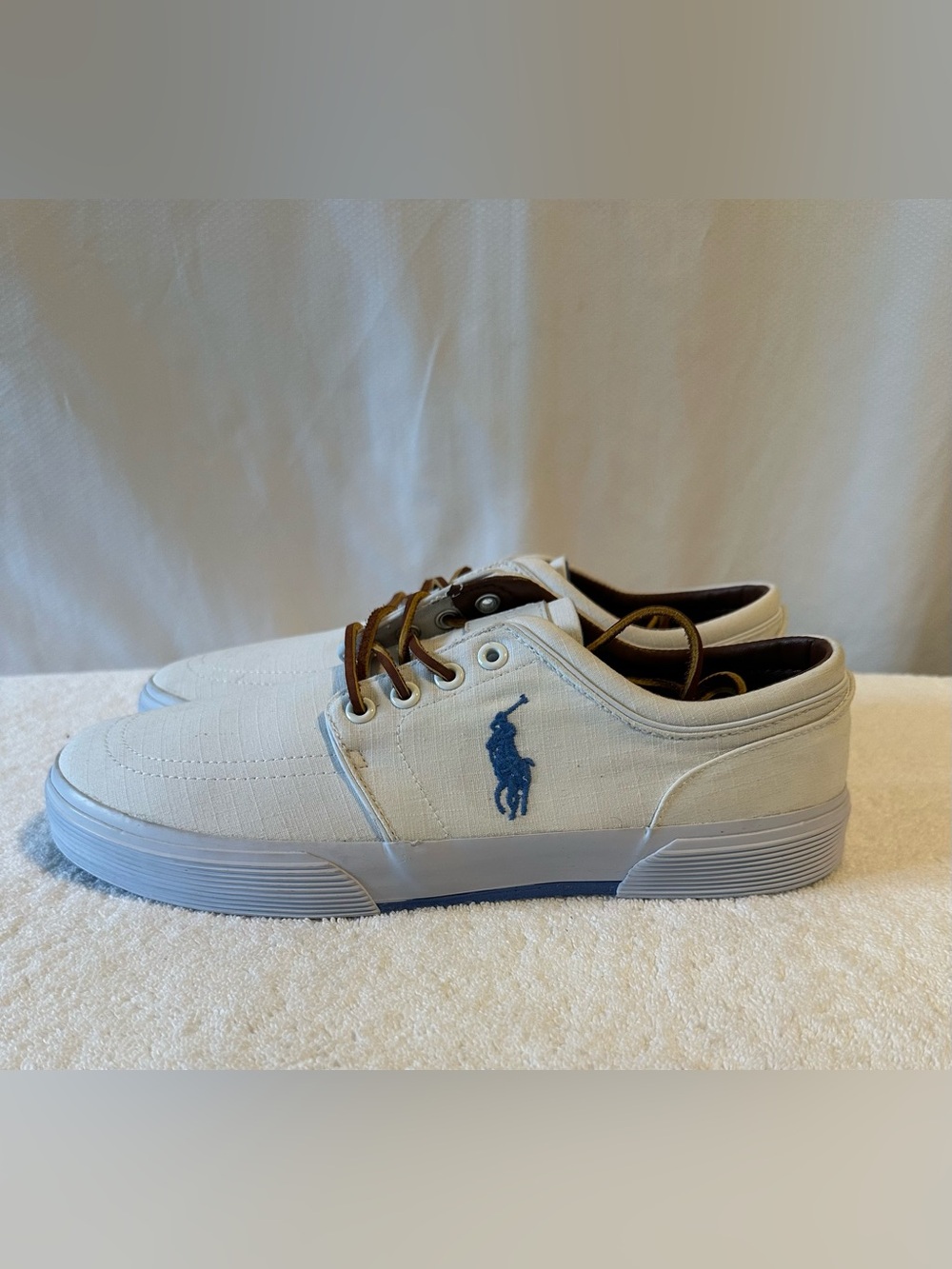 Polo Ralph Lauren Faxon Low SK VLC White Canvas Sneakers Men’s 9.5D NWOT
